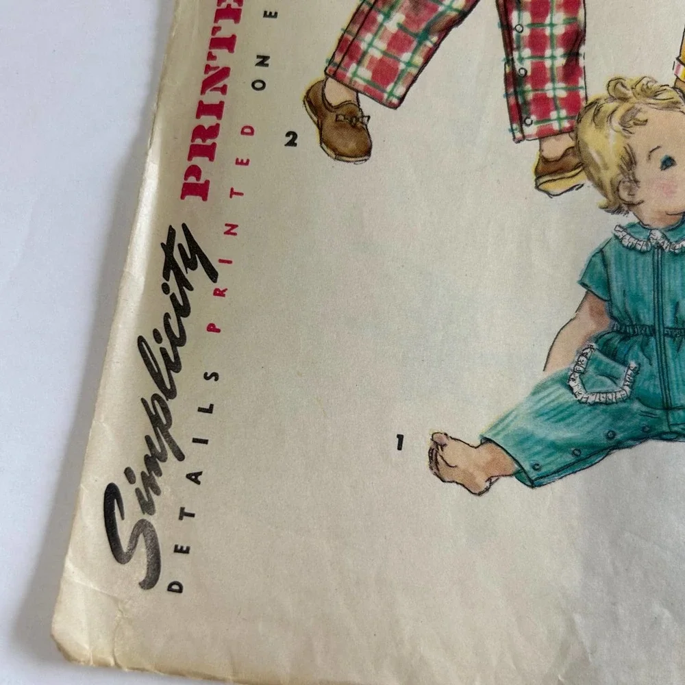 Simplicity Vintage 1950's Pattern‎ #1594 Toddler One Piece Overall Size 2